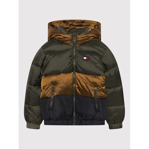 Kurtka puchowa Puffer Colorblock KB0KB06770 M Zielony Regular Fit Tommy Hilfiger 4Y promocyjna cena MODIVO
