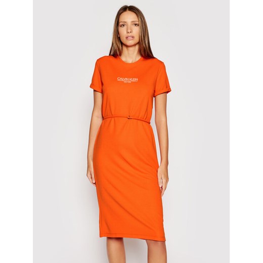 Sukienka codzienna Logo K20K202805 Pomarańczowy Regular Fit Calvin Klein XS okazyjna cena MODIVO