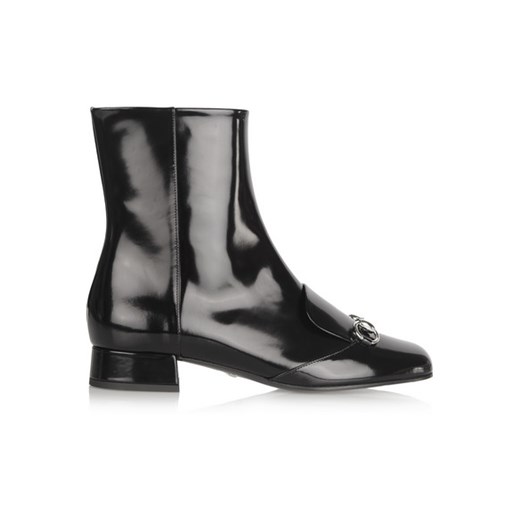Horsebit-detailed patent-leather ankle boots