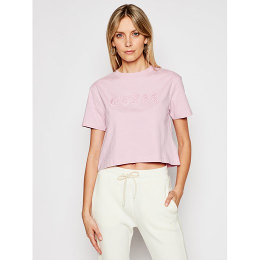 Guess T-Shirt Alexia O1GA06 K8HM0 Różowy Regular Fit ze sklepu MODIVO w kategorii Bluzki damskie - zdjęcie 134255029