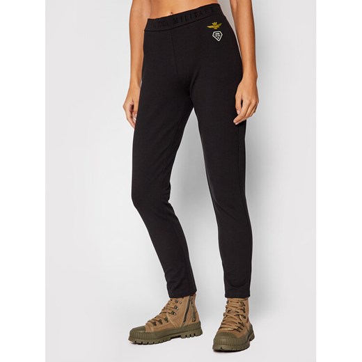Spodnie dresowe 212PF826DF444 Czarny Regular Fit Aeronautica Militare M wyprzedaż MODIVO