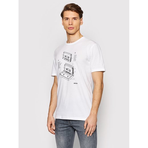 T-Shirt Tcasette 50460597 Biały Regular Fit XL wyprzedaż MODIVO