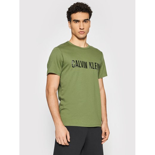 T-Shirt Crew Neck 000NM1959E Zielony Regular Fit Calvin Klein Underwear L promocyjna cena MODIVO