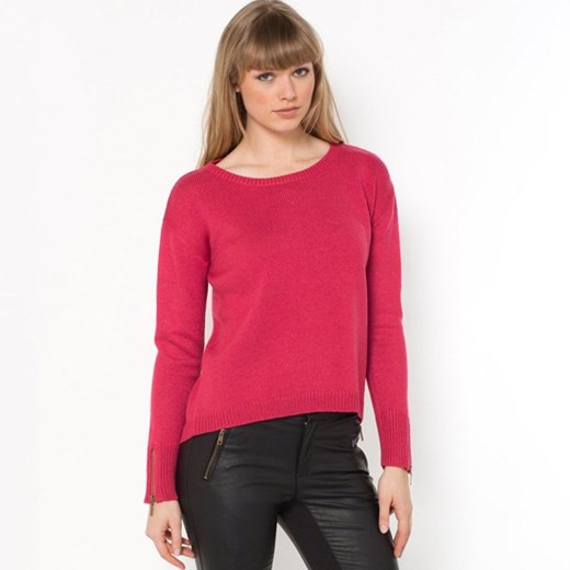 Krótki luźny sweter z okrągłym dekoltem la-redoute-pl rozowy cień do powiek