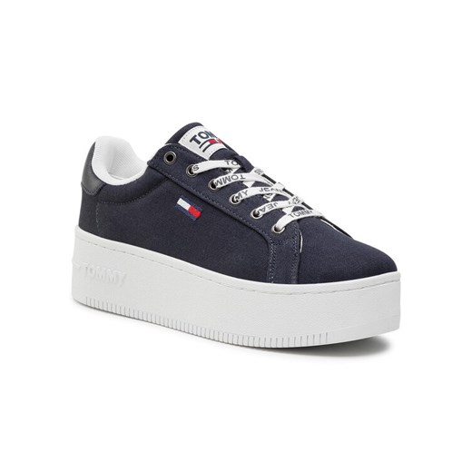Sneakersy Iconic Essential Flatform EN0EN01358 Granatowy Tommy Jeans 40 promocja MODIVO
