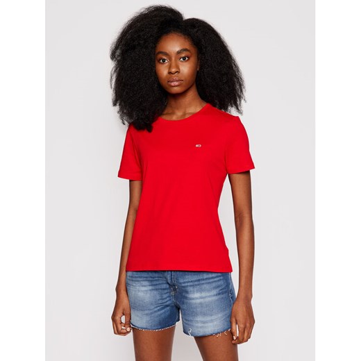 T-Shirt Tjw Soft Jersey DW0DW06901 Czerwony Regular Fit Tommy Jeans S MODIVO okazja