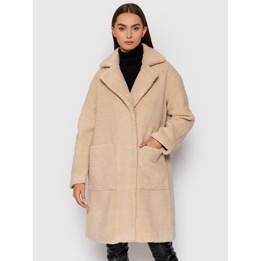 Kożuch New Nanna Teddy 16079406 Beżowy Oversize Selected Femme 42 okazja MODIVO