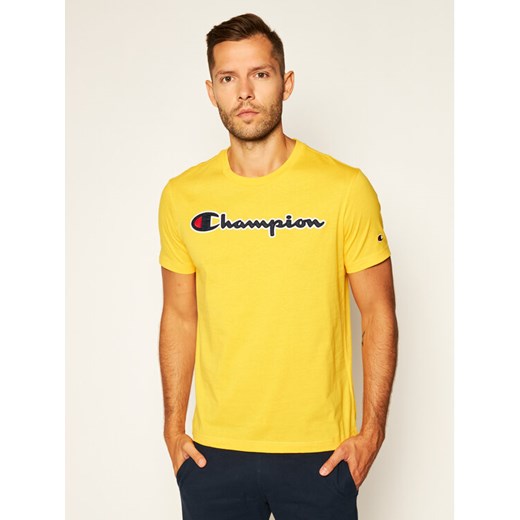 T-Shirt Logo 214194 Żółty Comfort Fit Champion L wyprzedaż MODIVO