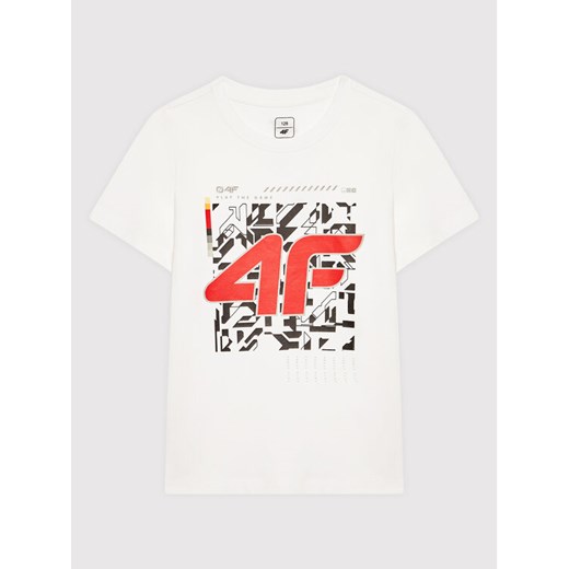 T-Shirt HJZ21-JTSM008 Biały Regular Fit 152 MODIVO