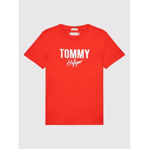 T-Shirt Script KG0KG05700 D Pomarańczowy Regular Fit Tommy Hilfiger 16 MODIVO okazja