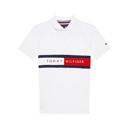 Polo Flag Polo KB0KB06535 D Biały Regular Fit Tommy Hilfiger 14Y wyprzedaż MODIVO