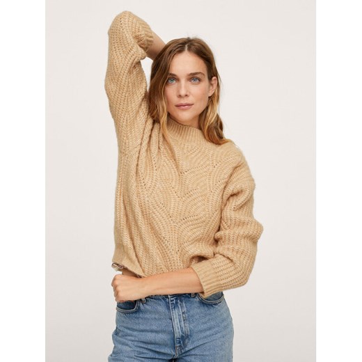 Sweter Radio 17009070 Beżowy Regular Fit Mango S promocyjna cena MODIVO