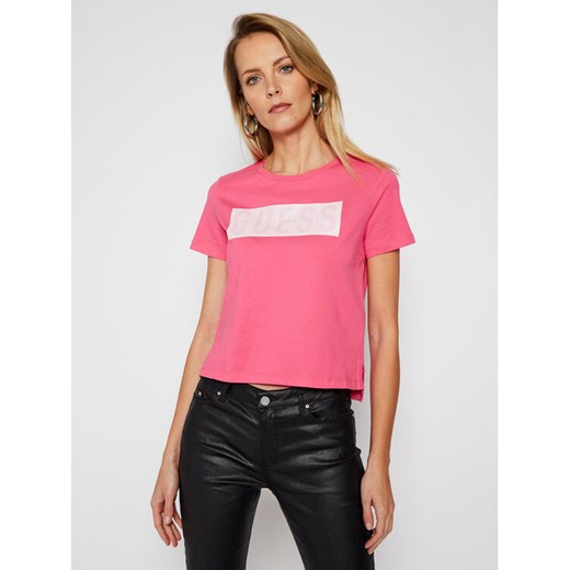 T-Shirt Adria Tee W1RI05 JA900 Różowy Regular Fit Guess S promocyjna cena MODIVO