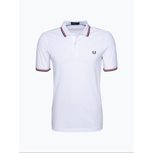 Fred Perry Męska koszulka polo Mężczyźni Bawełna biały jednolity ze sklepu vangraaf w kategorii T-shirty męskie - zdjęcie 134377536