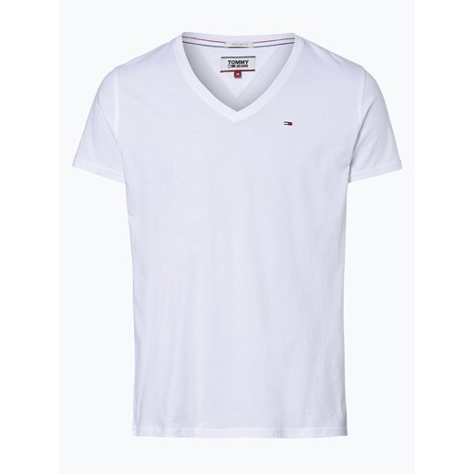 Tommy Jeans T-shirt męski Mężczyźni Bawełna biały jednolity ze sklepu vangraaf w kategorii T-shirty męskie - zdjęcie 134377916