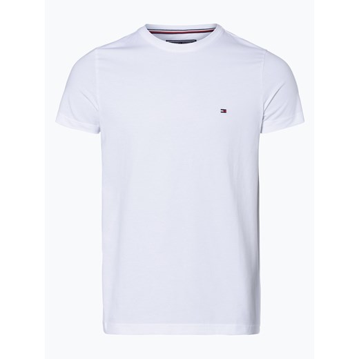 Tommy Hilfiger T-shirt męski Mężczyźni Dżersej biały jednolity ze sklepu vangraaf w kategorii T-shirty męskie - zdjęcie 134377926