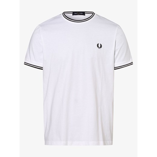 Fred Perry T-shirt męski Mężczyźni Bawełna biały jednolity ze sklepu vangraaf w kategorii T-shirty męskie - zdjęcie 134378038