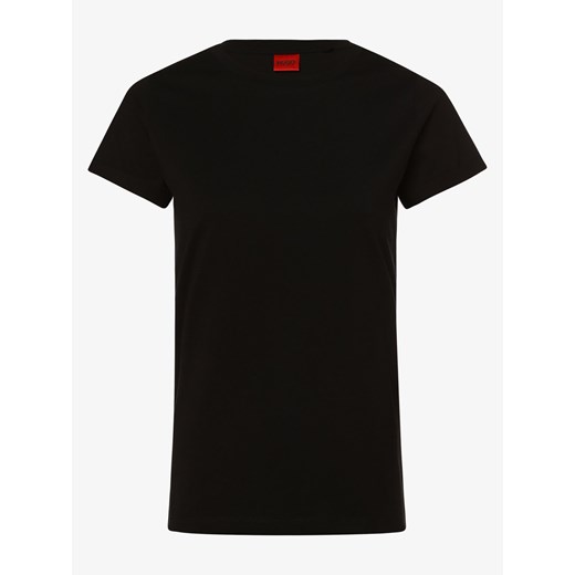 HUGO T-shirt damski Kobiety Bawełna czarny jednolity ze sklepu vangraaf w kategorii Bluzki damskie - zdjęcie 134378148