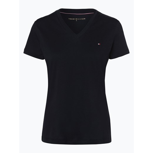 Tommy Hilfiger T-shirt damski Kobiety Bawełna granatowy jednolity ze sklepu vangraaf w kategorii Bluzki damskie - zdjęcie 134378185