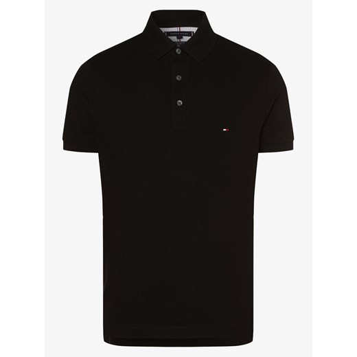 Tommy Hilfiger Męska koszulka polo Mężczyźni Bawełna czarny jednolity ze sklepu vangraaf w kategorii T-shirty męskie - zdjęcie 134379149