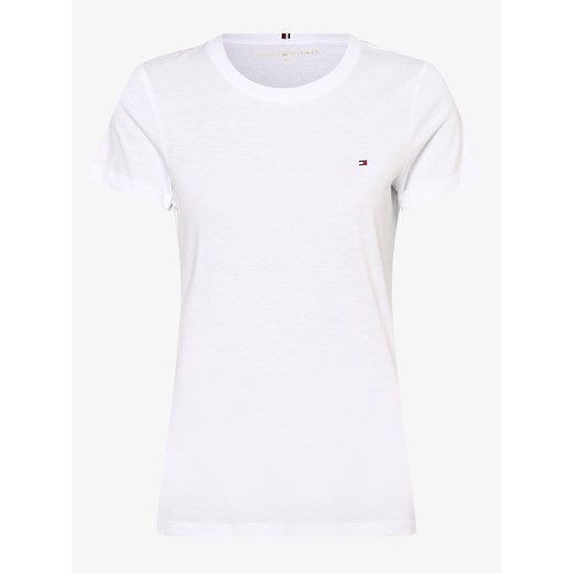 Tommy Hilfiger T-shirt damski Kobiety Bawełna biały jednolity ze sklepu vangraaf w kategorii Bluzki damskie - zdjęcie 134379266