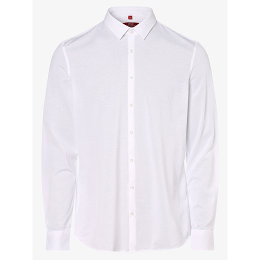 Finshley & Harding London Koszula męska Mężczyźni Slim Fit biały jednolity kołnierzyk kent ze sklepu vangraaf w kategorii Koszule męskie - zdjęcie 134379308