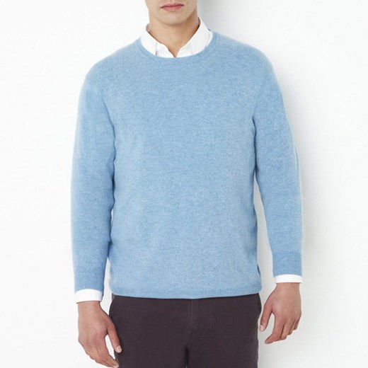 Sweter z okrągłym dekoltem, wełna merino/kaszmir la-redoute-pl niebieski okrągłe