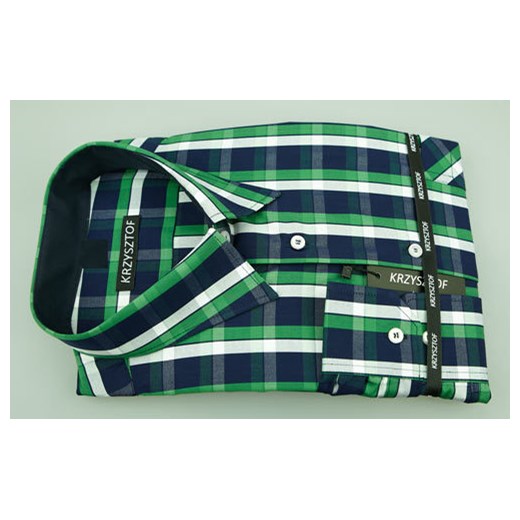 KRZYSZTOF koszula w kratę XL 43-44 170/176 100% bawełna krzysztof zielony delikatne