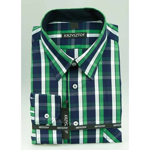 KRZYSZTOF koszula w kratę XL 43-44 170/176 100% bawełna krzysztof zielony długie