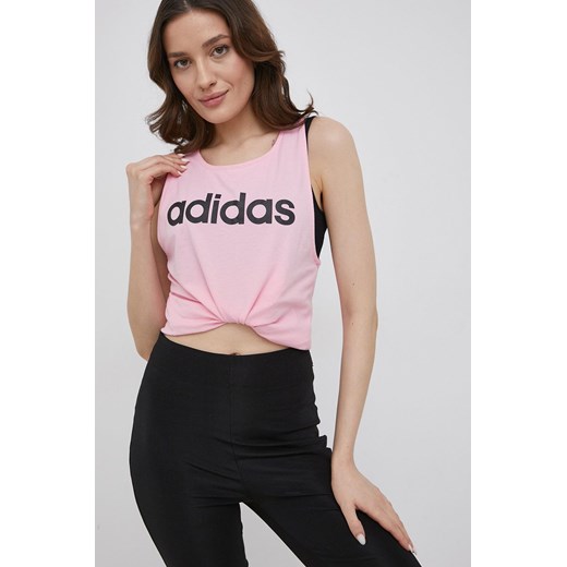 adidas Top bawełniany kolor różowy L ANSWEAR.com