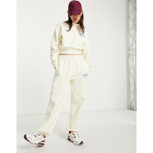 Nike Essential – Kremowe joggersy z polarowym wykończeniem w stylu retro-Biały Nike XXL Asos Poland