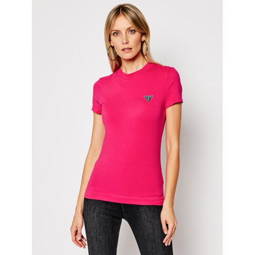 T-Shirt W1RI04 J1311 Różowy Slim Fit Guess XS okazyjna cena MODIVO