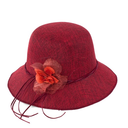 Kapelusz, małe rondo, kwiatuszek szaleo czerwony kapelusz