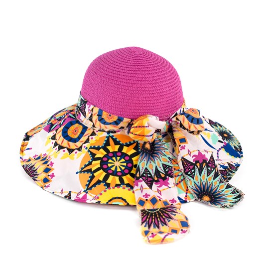 Kolorowy, kwiecisty kapelusz NA LATO szaleo rozowy kapelusz
