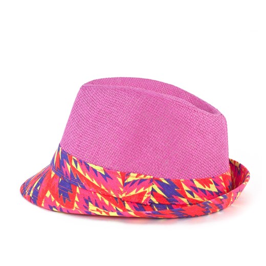 Kapelusz trilby - ostre zygzaki szaleo rozowy kapelusz
