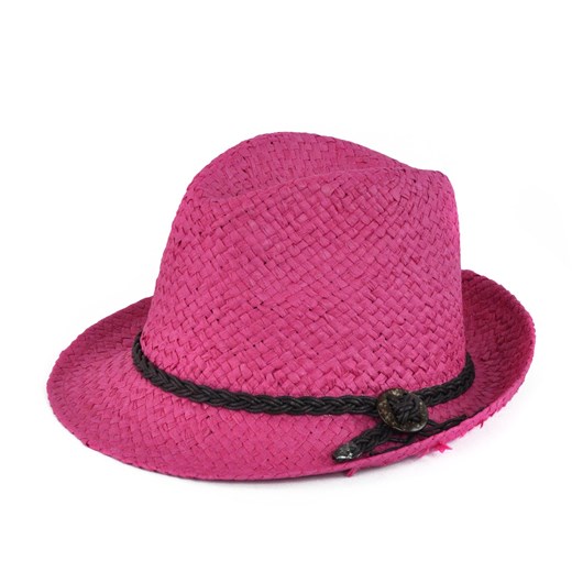 Kapelusz na lato z rzemykiem szaleo rozowy kapelusz