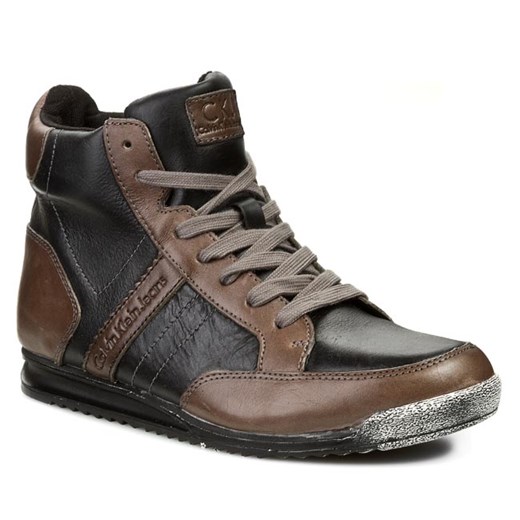 Sneakersy CALVIN KLEIN JEANS - Mate Tumbled Leather SE8134 Black/Dark eobuwie-pl brazowy jeans