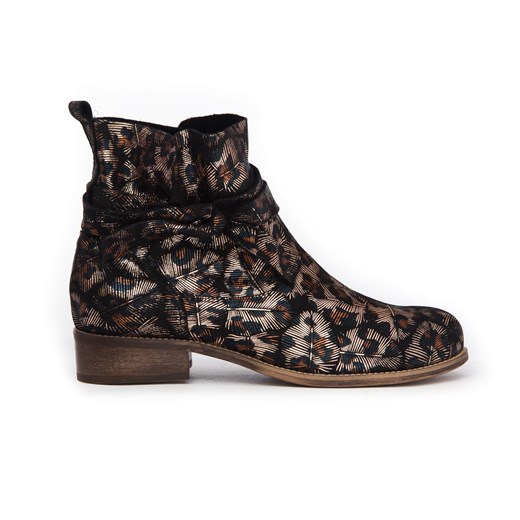 botki z kokardą - skóra naturalna - model 458 - kolor złote liście (40) Zapato 40 zapato.com.pl