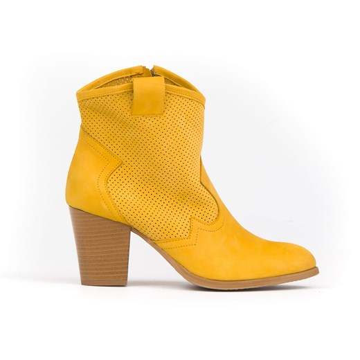 dziurkowane kowbojki - skóra naturalna - model 470 - kolor żółty Zapato 40 zapato.com.pl