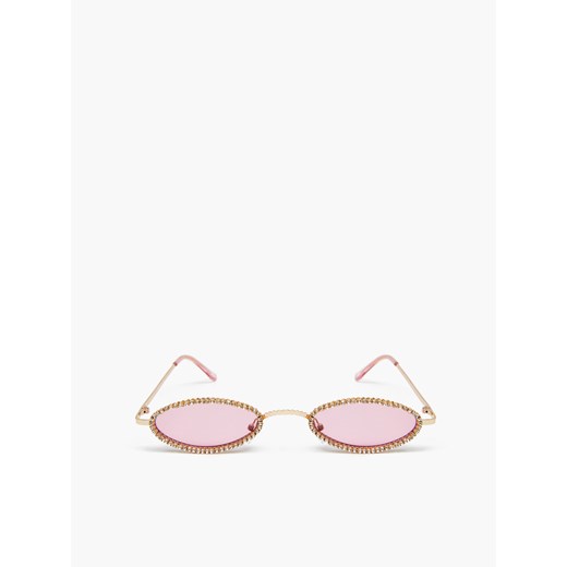 Cropp - Okulary przeciwsłoneczne z ozdobnymi detalami - Różowy Cropp Uniwersalny Cropp