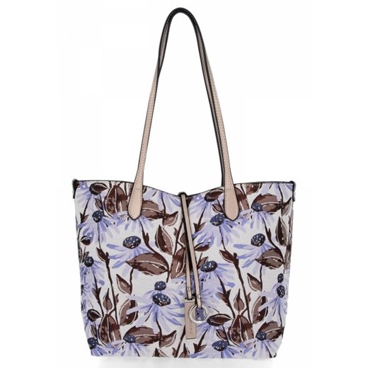 Modna Torebka Damska Shopper Bag w Kwiaty firmy David Jones Fioletowa (kolory) David Jones torbs.pl