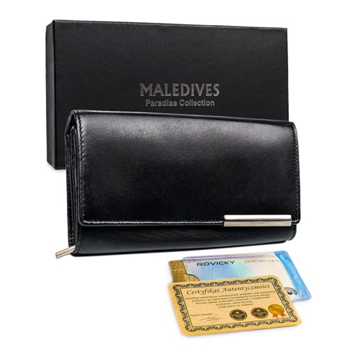 Zjawiskowy, duży, skórzany portfel damski z ochroną RFID — Maledives Maledives NoSize torebki-skorzane.pl