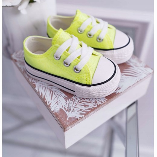 FRROCK Dziecięce Trampki Brokatowe Limonka Neon Misty żółte Frrock 21 ButyModne.pl
