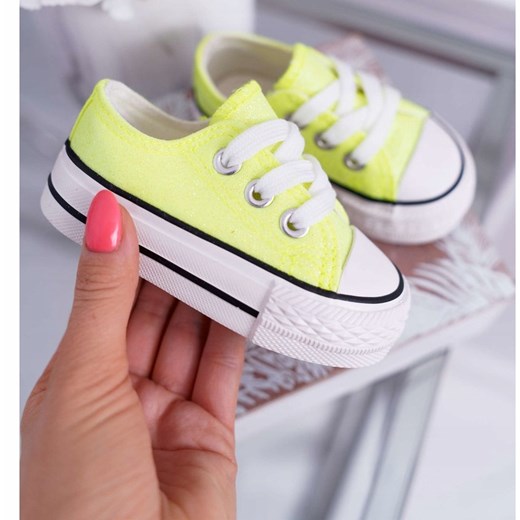 FRROCK Dziecięce Trampki Brokatowe Limonka Neon Misty żółte Frrock 18 ButyModne.pl