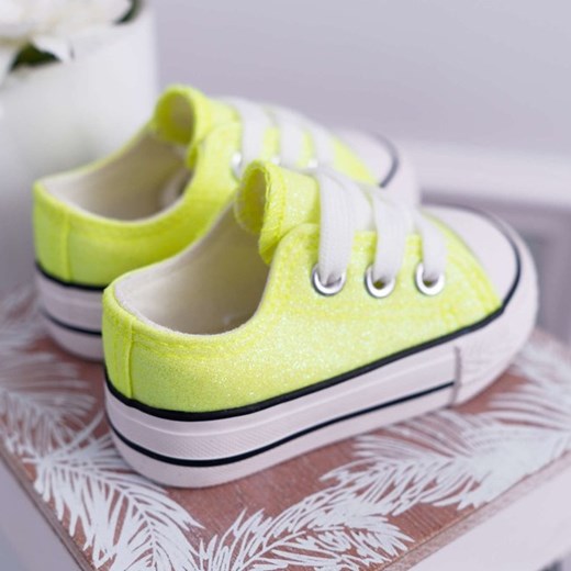 FRROCK Dziecięce Trampki Brokatowe Limonka Neon Misty żółte Frrock 27 ButyModne.pl