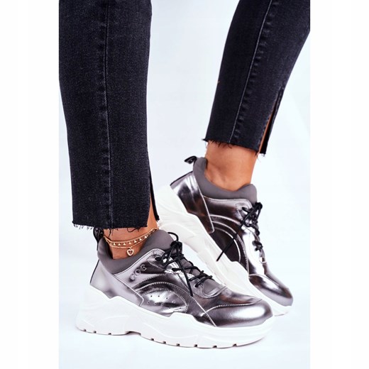 Damskie Sneakersy Goe Skórzane Pewter GG2N3040 czarne Goe 41 ButyModne.pl