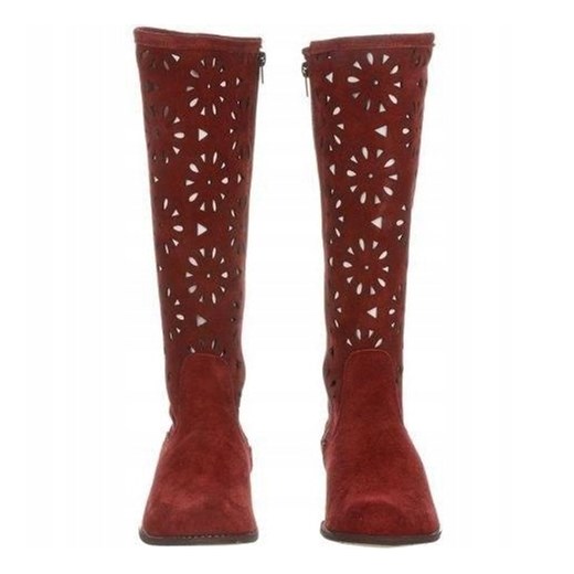 Olivier Damskie kozaki ażurowe bordowe czerwone Olivier 39 ButyModne.pl