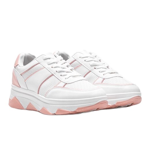 Biało różowe sneakersy Julissa białe 37 ButyModne.pl