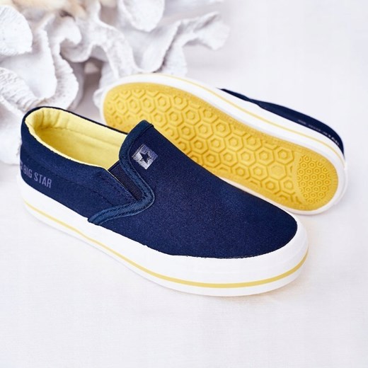 Dziecięce Wsuwane Tenisówki Slip-On Big Star HH374011 Granatowe 34 ButyModne.pl