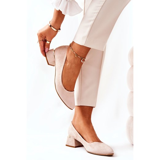 Lewski Shoes Zamszowe Czółenka Lewski 3118 Beżowe beżowy Lewski Shoes 36 ButyModne.pl